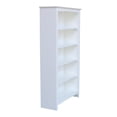 thumbnail image 5 of African Artifacts Shaker Bookcase in White Wood with Butcher Block Detail and Adjustable Shelves, 32"W x 12.3"D x 60"H for Functional Storage, 5 of 12