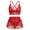 Red, variant on Lace Lingerie for Women 3 Piece Naughty Lingerie Deep V Wireless Bra Mesh Mini Skirt with G-String Crotchless Sleepwear Outfits Set L Red