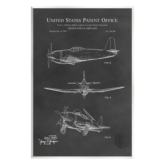 Stupell Industries Intricate Patent Blueprint Chart Graphic Art Unframed Art Print Wall Art, Design by Karl Hronek