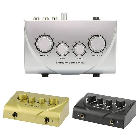 Joernso Portable Dual Microphone Inputs Audio Sound Mixer for Amplifier Karaoke KTV