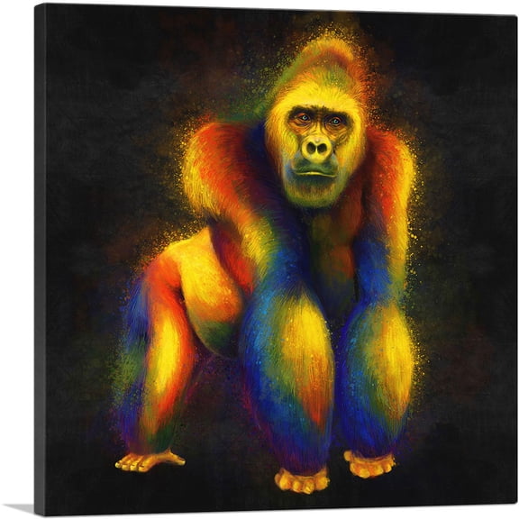 ARTCANVAS Gorilla Silverback Africa Eastern Western Ape Monkey Canvas Art Print - Size: 18" x 18" (0.75" Deep)