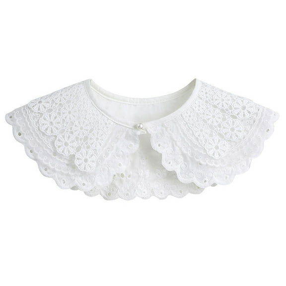 Hollow Floral Embroidery False Shirt Collar Triple Layer Brim Fashionable Decorative Collar Sweet