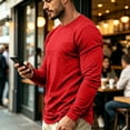 thumbnail image 4 of Fabrcox Long Sleeve Shirts for Men Crew Neck Undershirt Men Casual Lightweight Workout Mens Big and Tall T Shirts with Chest Pocket Red XXXL, 4 of 8