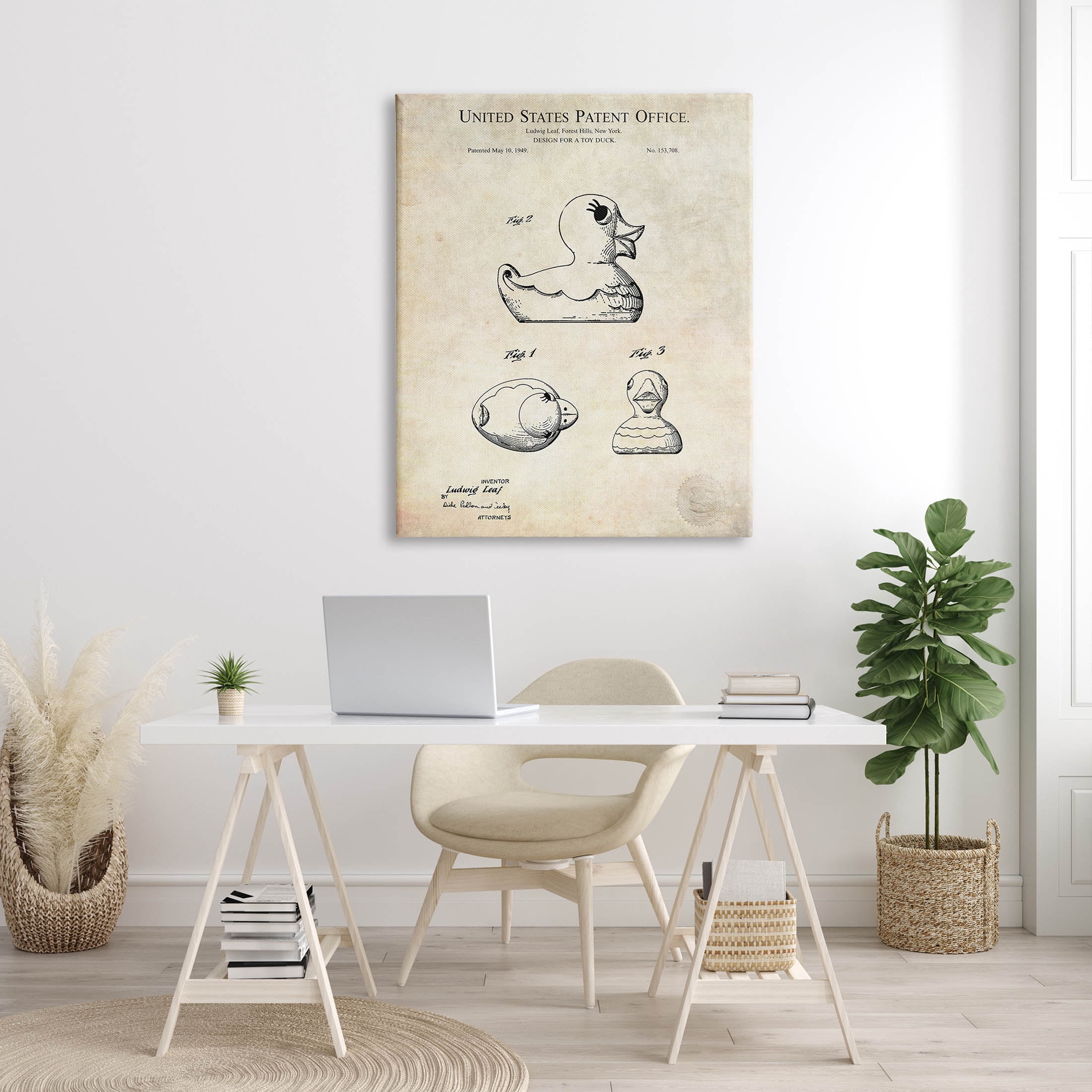 Stupell Industries Vintage Toy Duck Diagram Graphic Art Gallery Wrapped Canvas Print Wall Art, Design by Karl Hronek