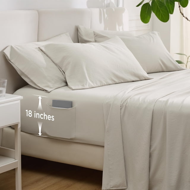 Juego de sábanas Bedsure Deep Pocket King Size, 6 piezas, poliéster