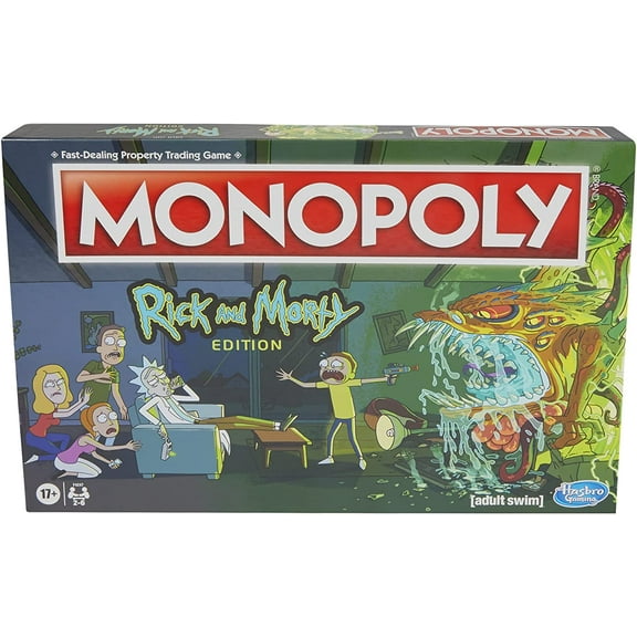 Monopoly: Rick and Morty Edition Board Game, Cartoon Network Game for Families and Teens 17 , Includes Collectible Monopoly Tokens