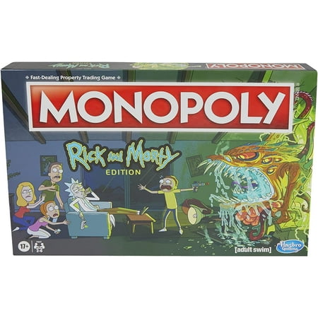Monopoly: Rick and Morty Edition Board Game, Cartoon Network Game for Families and Teens 17+, Includes Collectible Monopoly Tokens