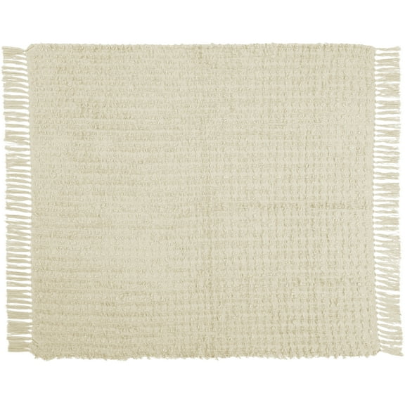 Nourison Life Styles Distressed Cream Decorative Throw Blanket , 50X60