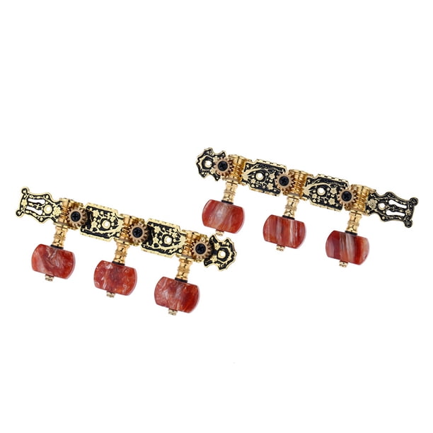 Pomo de cuerda de instrumento Alice AO-020HV2P 2 uds (izquierda + derecha) llave de afinación de guitarra clásica chapada en oro/negro sintonizador de clavija cabeza de máquina (largo) afinador de cue Alice Pomo de cuerda de instrumento