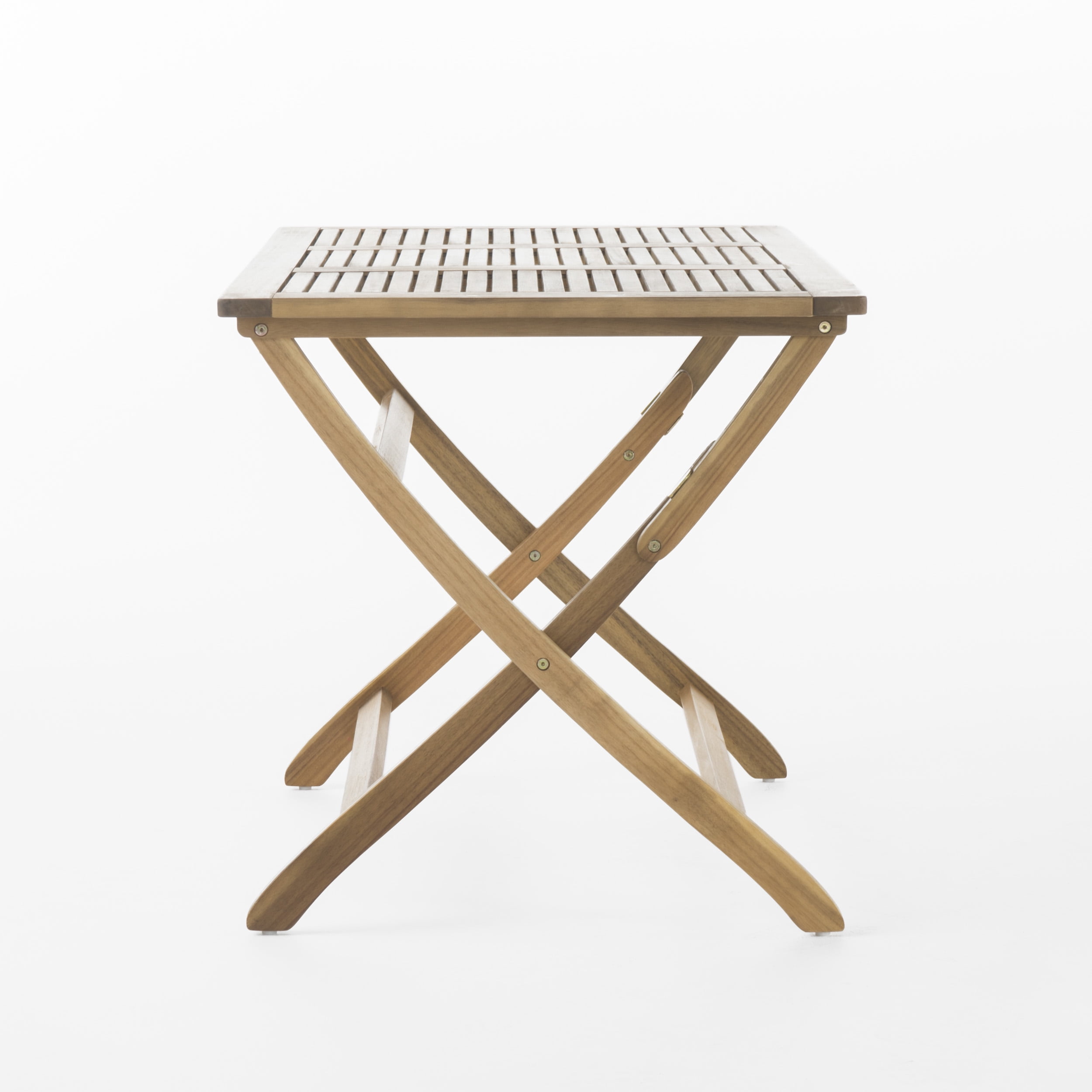 Outdoor Foldable Dining Table 43.5 Inch, Portable Acacia Wood Leisure Table for Patio Garden, Natural