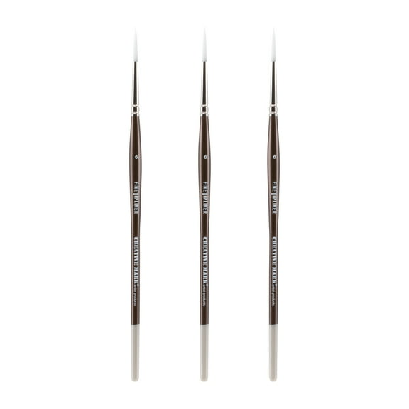 Creative Mark Fine Tip Liner Paint Brush Ultra Fine Detail Soft Hair Paint Brush For Watercolor, Gouache, Inks, Acrylic, Oils, Technical Artists, and Illustrators - [Size 6 - 3 Pack]
