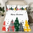 thumbnail image 2 of jejeloiu Abstract Christmas Tree Twin Sheet Sets,Merry Xmas Twin Fitted Sheet,Black Snowflake Flat Sheet For Kids,Ultra Soft Home Decor,3 Pieces, 2 of 7