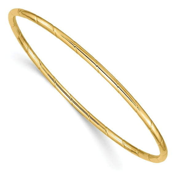 14K Yellow Gold bracelet Bangle 3 mm 2.5mm Grooved Slip-on