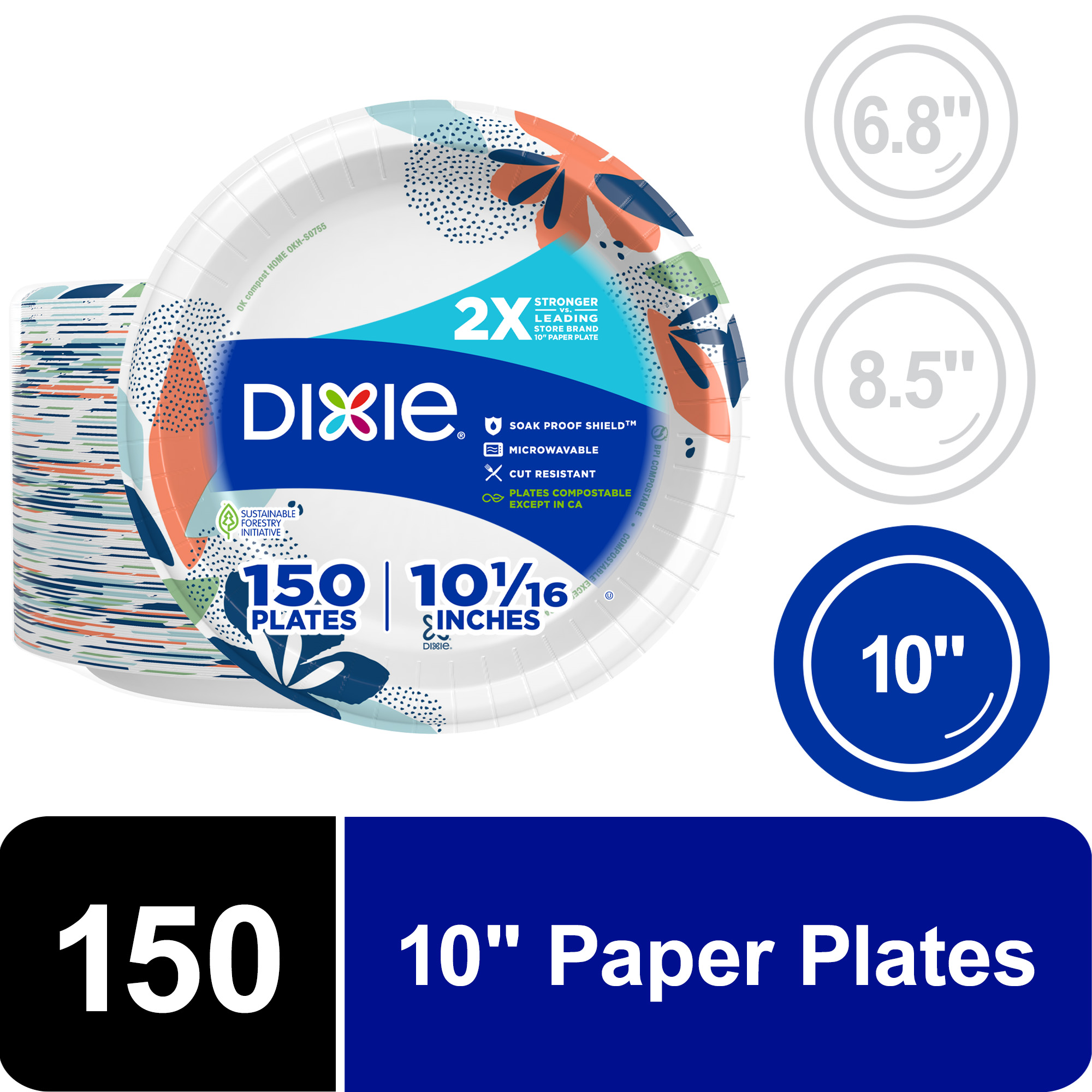 Dixie 10" Disposable Paper Plates, 150 Count photo 1