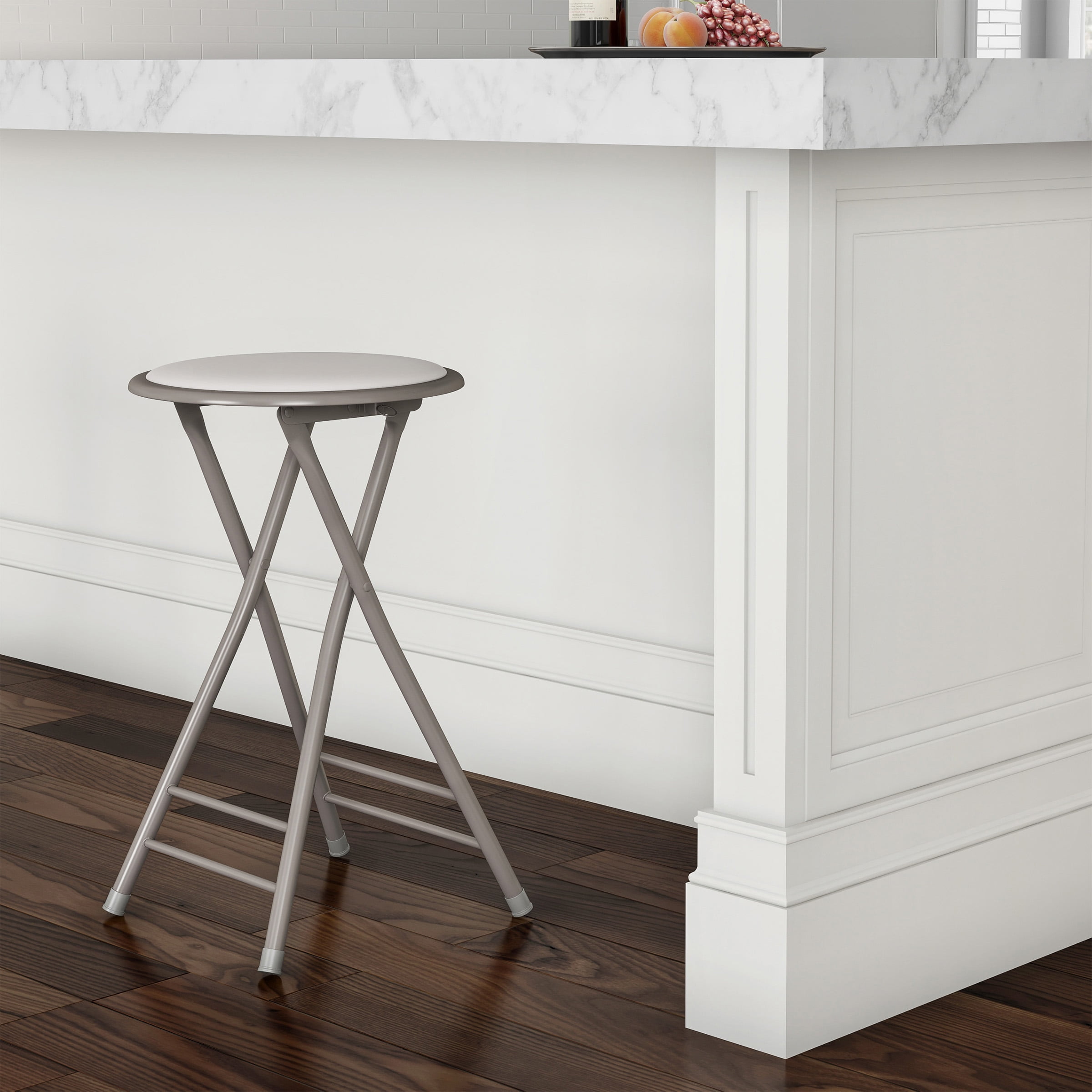 Folding Stool â Heavy Duty 24-Inch Collapsible Padded Round Stool by Trademark Home (White 