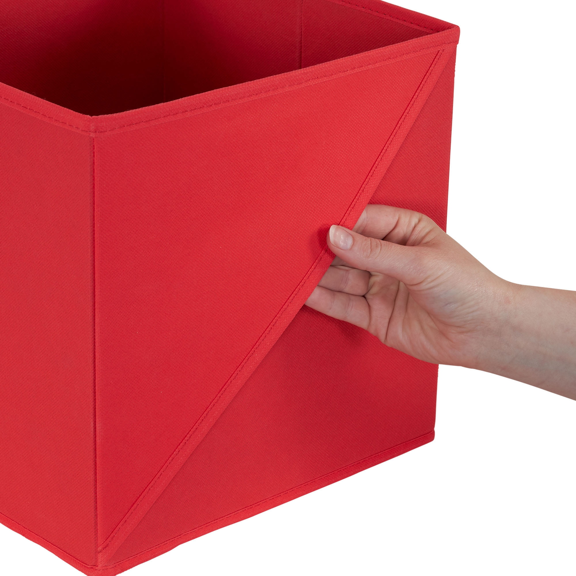 Household Essentials Diagonal Pull Collapsible Fabric Cube Open Storage Cubes, 6-Pack, Red