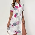 thumbnail image 4 of Iyufng Women Dresses for Summer Women's Short Sleeve Button Down Casual Printed Flowy A-Line Shirt Dress, 4 of 9