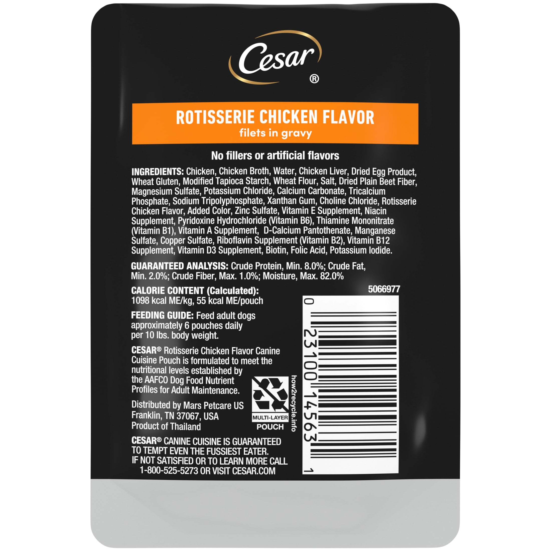(4 pack) Cesar Filets in Gravy Rotisserie Chicken Flavor Wet Dog Food, 1.76-oz Mini-Pouches