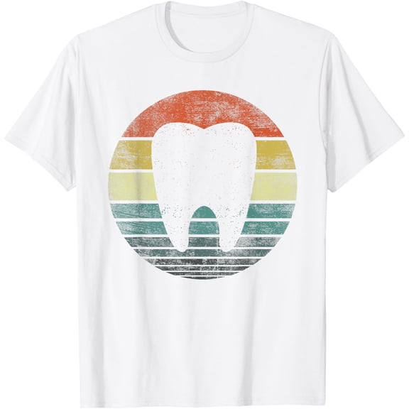 Dentist Gifts Dental Assistant Hygienist Retro Molar Tooth T-ShirtMen's and women's pure cotton short-sleeved shirts