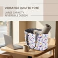 thumbnail image 6 of Pzuqiu Floral Butterfly Print Large Capacity Quilted Tote Bag Women Soft Lightweight Work Tote Bag for Travel Daily Casual Puffer Shoulder Handbag for Everyday Use, 6 of 7