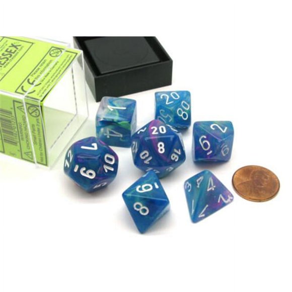 Chessex Manufacturing CHX27546 Festive Waterlily & White Dice - Set of 7