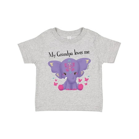 

Inktastic Yara Grandpa Loves Me Purple Elephant Butterflies Boys or Girls Toddler T-Shirt