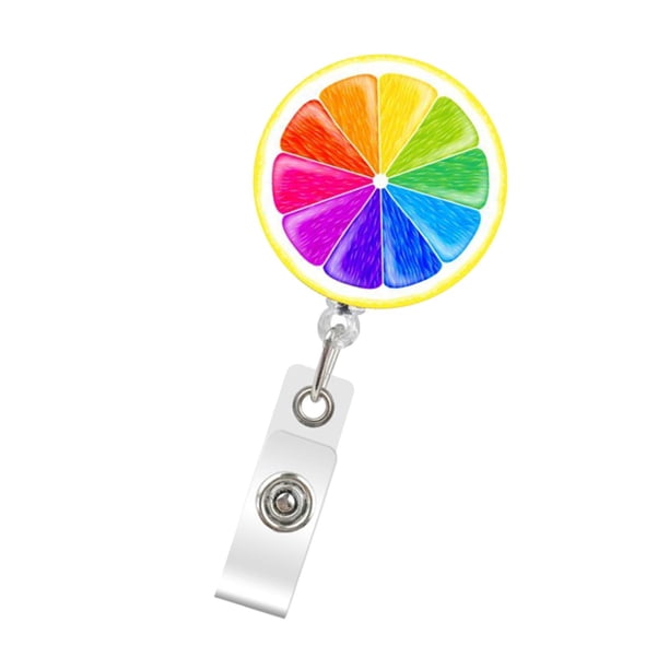 Porta credencial retráctil con carrete de identificación y clip para cinturón, cordón retráctil para colgar llaves Blanco Borde Naranja