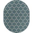 thumbnail image 1 of Unique Loom Tapis Extérieur en Treillis 8' x 10' Ovale Sarcelle/gris, 1 of 1