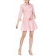 thumbnail image 2 of Allegra K Women's Collar 3/4 Sleeves Button Down Cotton Skater Shirt Dresses, 2 of 6