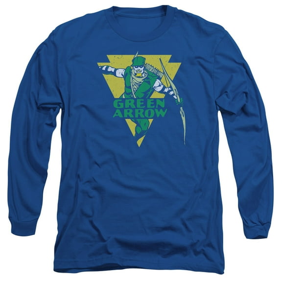 DC Comics Distressed Arrow-Long Sleeve Adult 18/1 Royal Blue