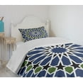 thumbnail image 4 of Ambesonne Orient Quilted Bedspread Set 2 Pcs, Orient Mandala, Twin Size, Olive Green Dark Blue, 4 of 6