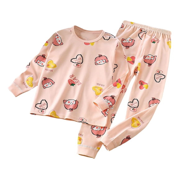 NOLDARES Toddler Baby Girl Boy Clothes 2pcs Cotton Graphic Print Long Sleeve Tee Elastic Joggers Pants Fall Winter Outfits Casual Clothing(Pink,11-12 Y)