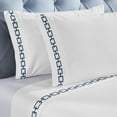thumbnail image 4 of Superior Chain Links Embroidered Cotton Bed Sheet Set, King, White/Navy Blue, 4 of 11