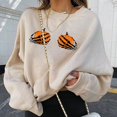 thumbnail image 2 of Chandails en Molleton d'Halloween pour Femmes Imprimé Squelette de Citrouille Surdimensionné Automne Chaud Doux Manches Longues Col Rond Pull Tops, 2 of 7
