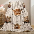 thumbnail image 2 of Fun Vintage Highland Cow Cozy Print Flannel Blanket - Soft, warm and lightweight, versatile home decor for all seasons, 2 of 5