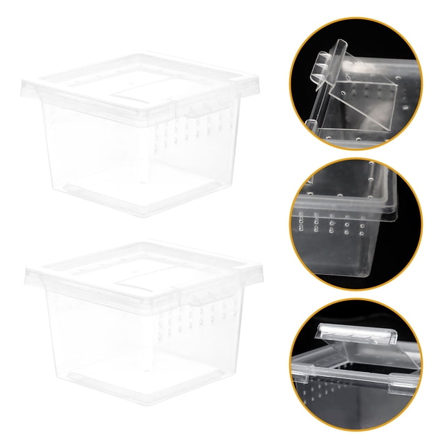 HONMEET 30Pcs Clear Plastic Reptile Terrarium Breeding Box for Snake Lizard Feeding