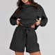 thumbnail image 4 of Conjunto de sudaderas y pantalones cortos de ocio para mujer, conjunto de 2 piezas a juego, traje de chándal, 4 of 7
