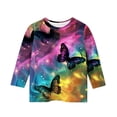 thumbnail image 4 of Edvintorg Kids Clothes Girls 3/4 Sleeve Crewneck Casual Tops Shirts Fashion Printed Pullover Tunic Blouse Girls Boutique Outfits 3-12 Years, 4 of 5