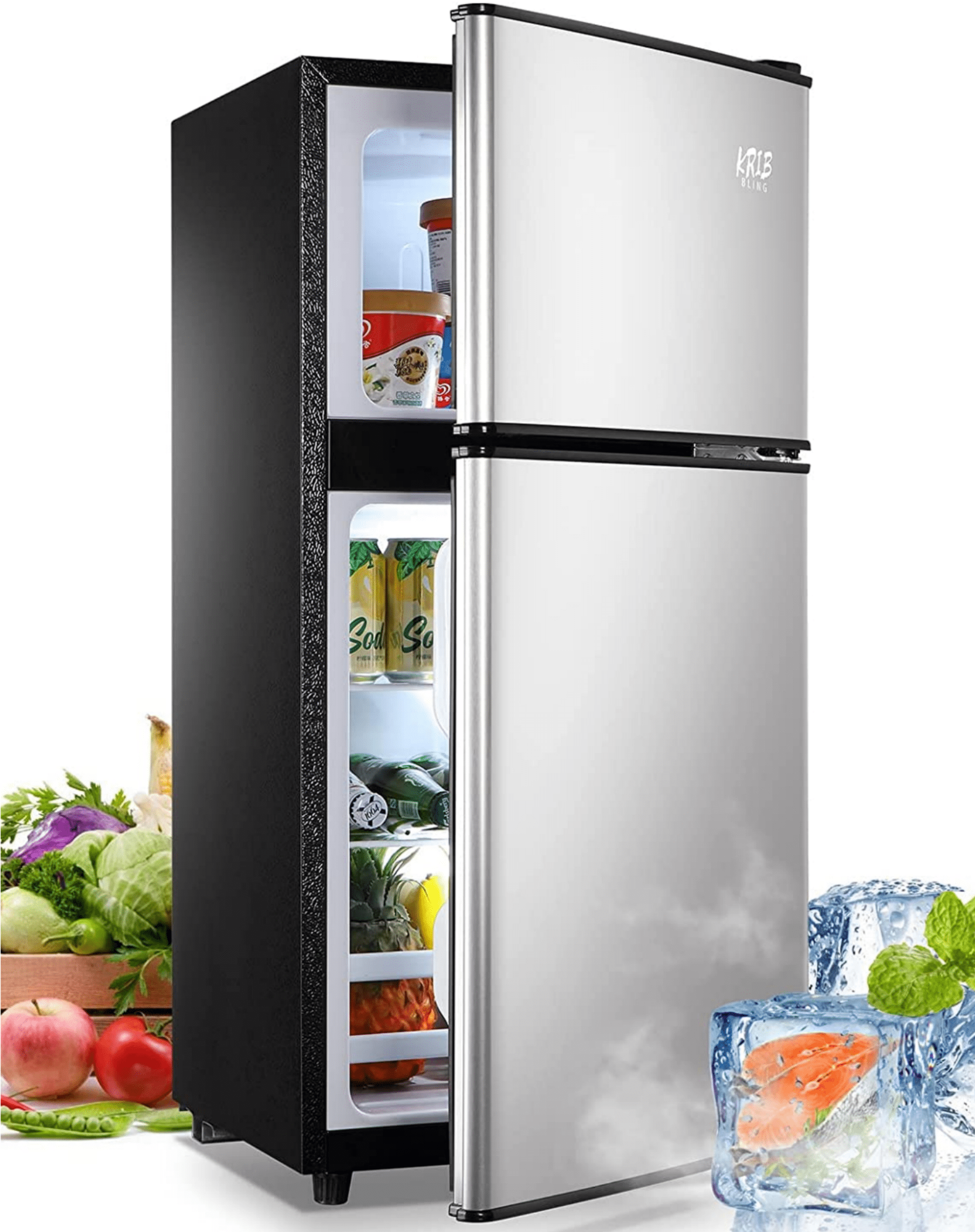 KRIB BLING 3.5 cu.ft Compact Refrigerator Mini Fridge with Freezer ...