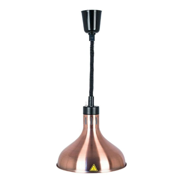Lámpara calentadora de alimentos telescópica de metal con bombilla de 250 W para uso comercial. Bronce