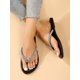 thumbnail image 3 of Women Comfortable Rhinestone Decor Toe Post Flat Sandals, Summer Faux Suede Thong Sandals, 3 of 4