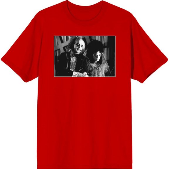 Beetlejuice Black & White Wedding Screenshot Men's Red Crew Neck Short Sleeve Tee-XL