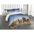 thumbnail image 3 of Ambesonne Detroit Quilted Bedspread Set 3 Pcs, Serene Waterfront View, King Size, Multicolor, 3 of 5