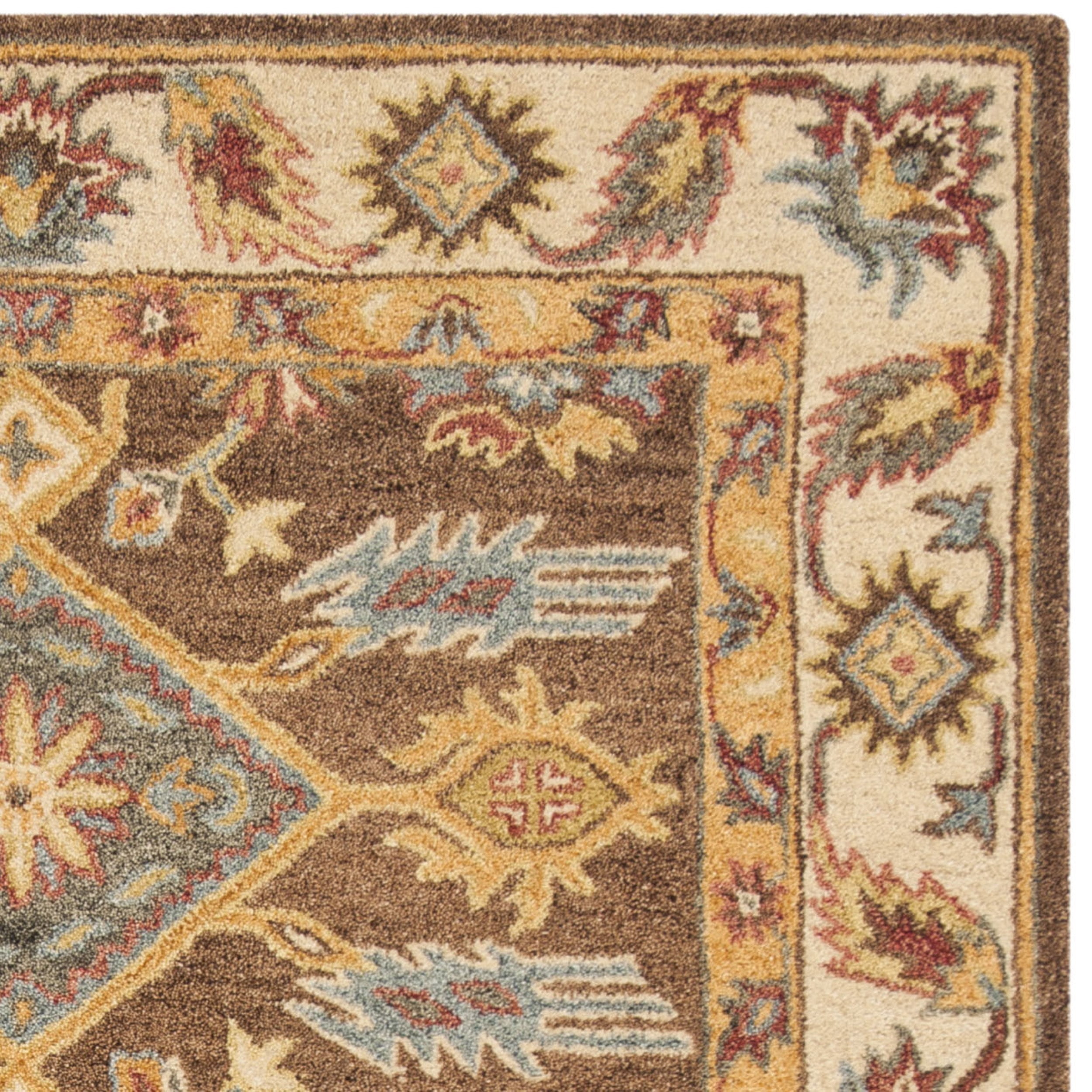 SAFAVIEH Antiquity Donnchad Traditional Wool Area Rug, Dark Brown/Ivory, 6' x 6' Square