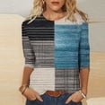 thumbnail image 2 of Charella Women's Printed Tops Vintage Checkered Crew Neck 3/4 Sleeve Tee Shirts Casual Loose Fit Clothes (3XL, Blue 2), 2 of 5