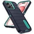 thumbnail image 2 of ShellTech Stand Case for iPhone 13 Pro Max,Shockproof 3-Layer Protection Case Military Grade Protective Kickstand Back Cover,Navy+Mint, 2 of 8