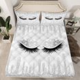 thumbnail image 2 of Homewish Women Glamorous Eyelashes Twin Sheet Sets, Grey Bling Stars Twin Fitted Sheet, Fashion Buffalo Plaid Flat Sheet, Microfiber Bedroom Decor, 3 Pieces, 2 of 7