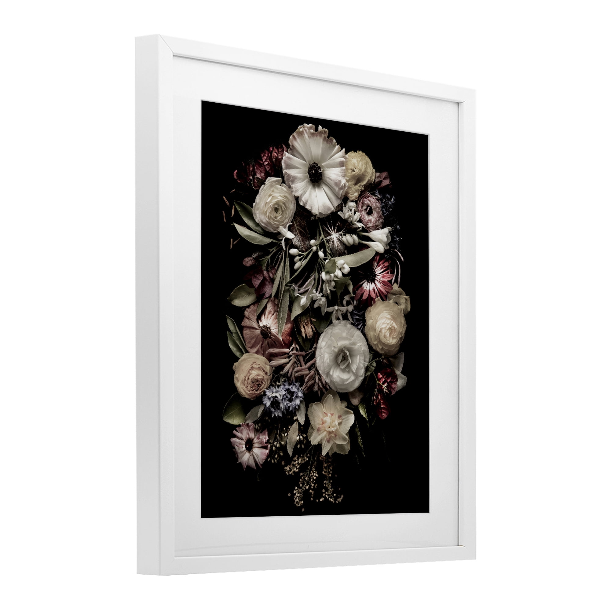 Stupell Industries Pale Yellow Roses Cluster White Framed Print Under Glass, design by Carl Kravats