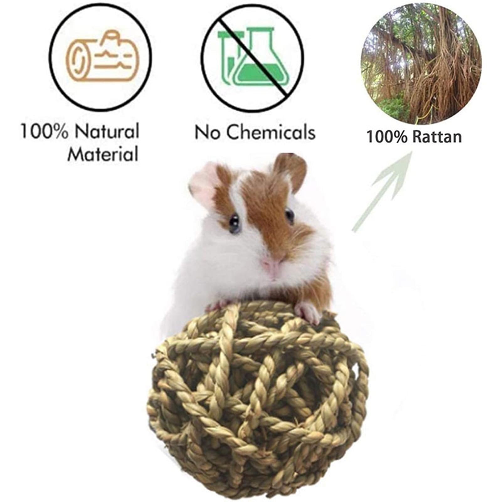 DOPI 11Pcs/Set Molar Toy Healthy Attractive Wood Hamster Toy Grass Ball Set for Squirrels