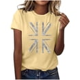thumbnail image 1 of Pisexur Hauts pour Femmes, Hauts d'Été pour Femmes, Hauts pour Dames, Nouveau Pull à Manches Courtes Col Rond Décontracté Imprimé Khaki,S, 1 of 5